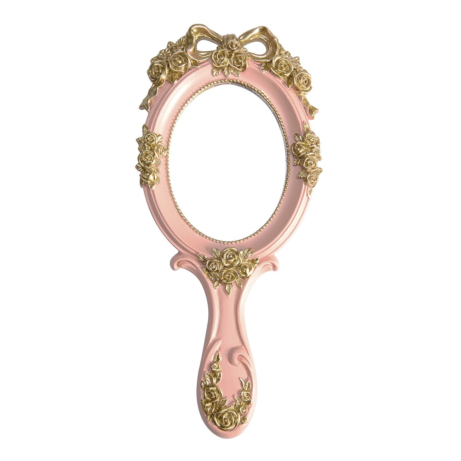 Nerien Miroir Portatif avec rose embosee, parfait pour retouches maquillage en déplacement