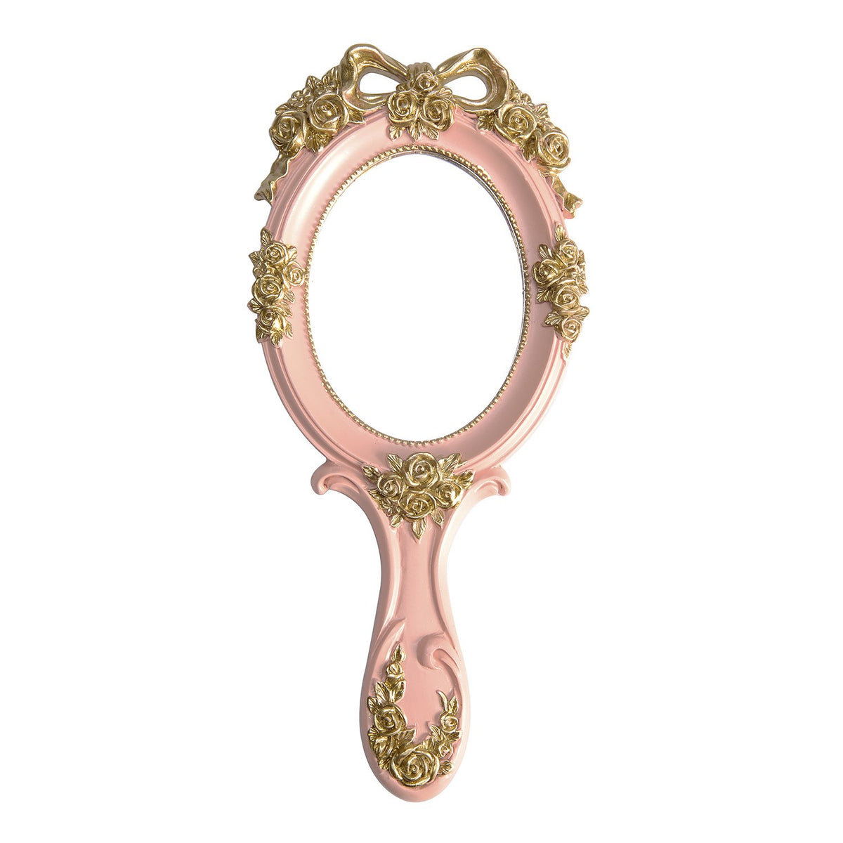 Nerien Miroir Portatif avec rose embosee, parfait pour retouches maquillage en déplacement