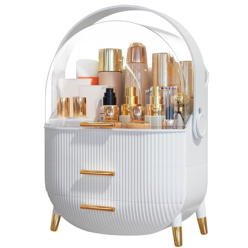 NestOrganix organiseur Maquillage avec couvercle transparent pour un affichage net sur la coiffeuse.