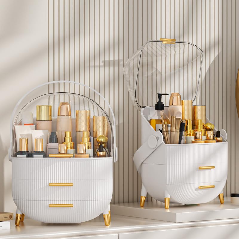 NestOrganix Portabilité avec poignée dorée idéale pour voyage et salle de bain.