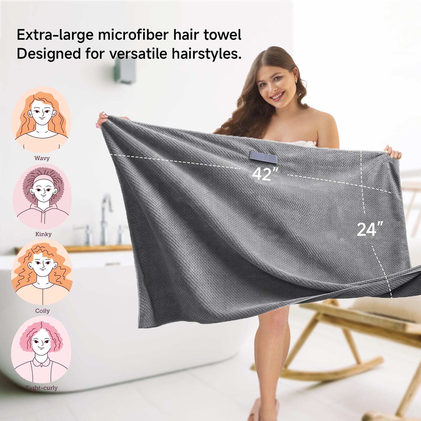 Netcken essuie-cheveux boucles longues douce, soin délicat des mèches.