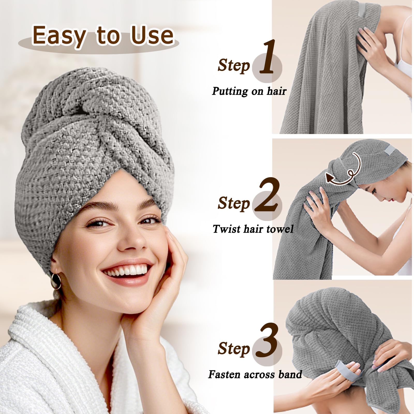 Netcken essuie-cheveux microfibre grande, idéal pour séchage sans effort.