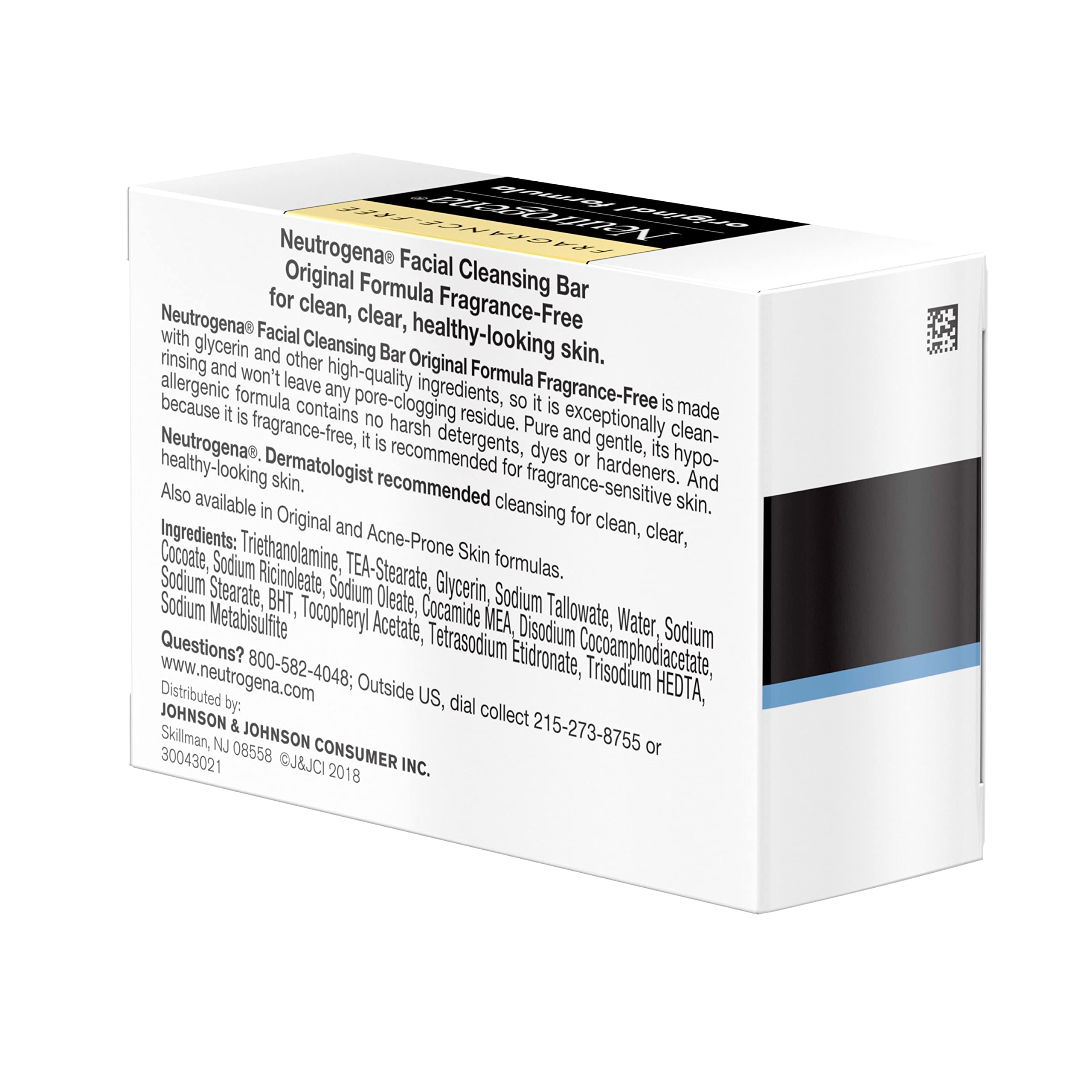 Neutrogena pain-nettoyant-visage-transparent-sans-parfum, pack économique de trois barres.