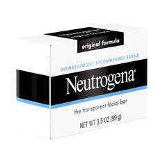 Barre Neutrogena sans détergents ni colorants, adaptée peau sensible.