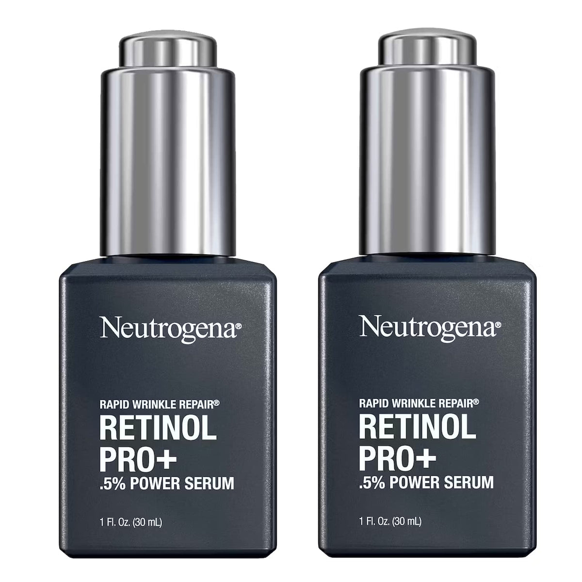 Neutrogena: bouteille-serum anti-rides, démontrant le format duo anti-âge.