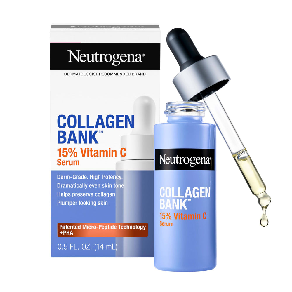 Neutrogena Collagen Bank serum bottle for fragrance-free vitamin C skincare.