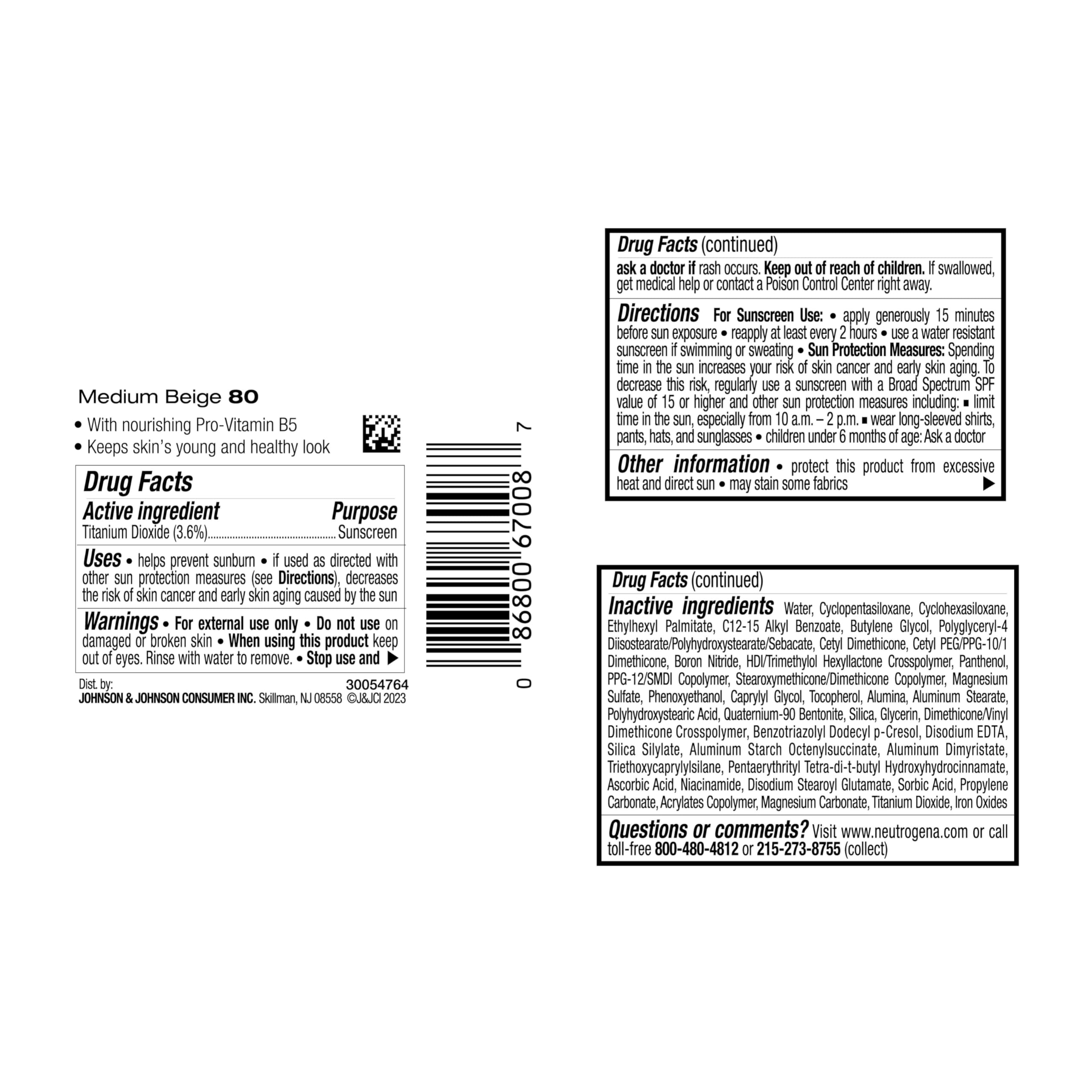 Neutrogena SPF 20 protège UVA/UVB.