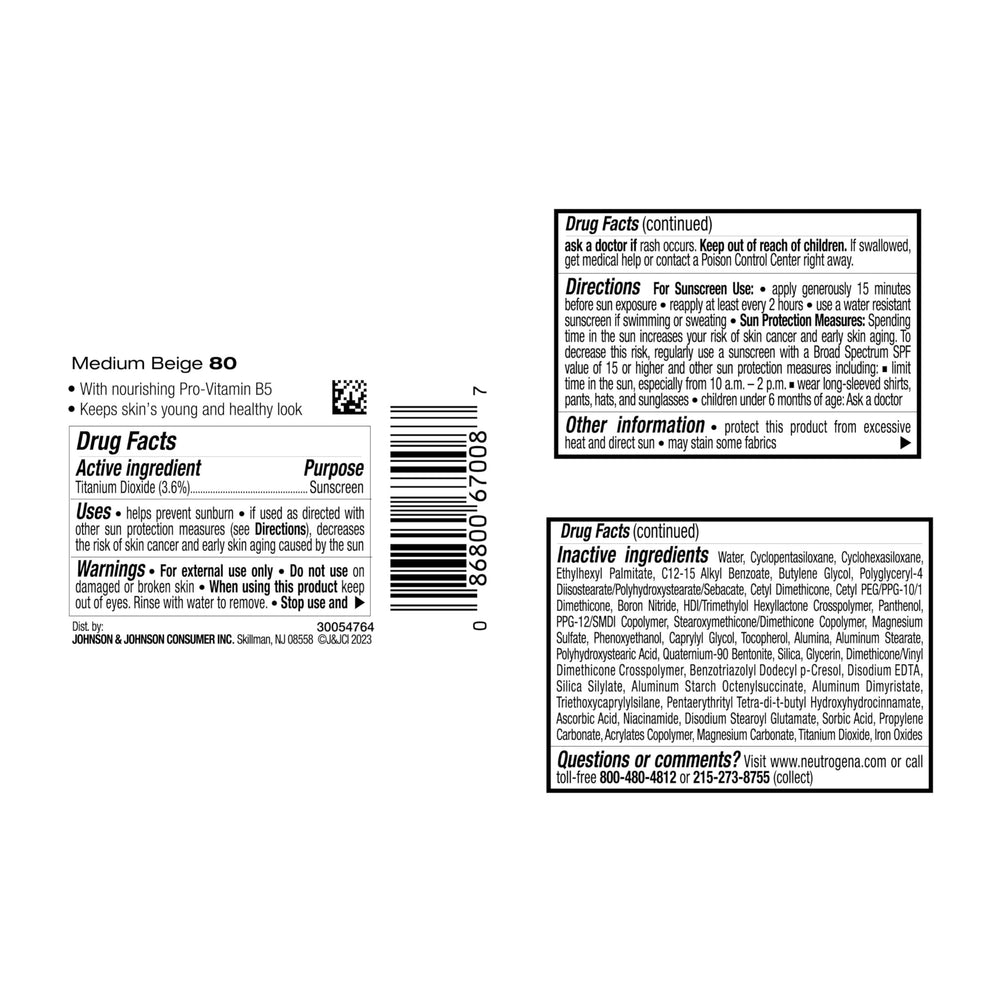 Neutrogena SPF 20 protège UVA/UVB.