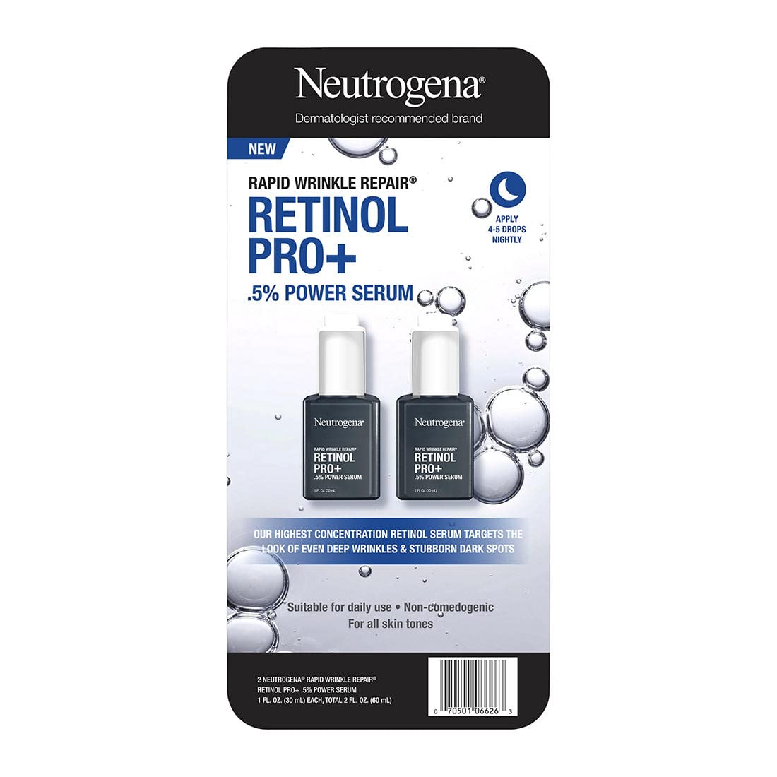 Formule-retinol-0-5-pourcentage de Neutrogena, concentration clé pour l’action anti-âge.