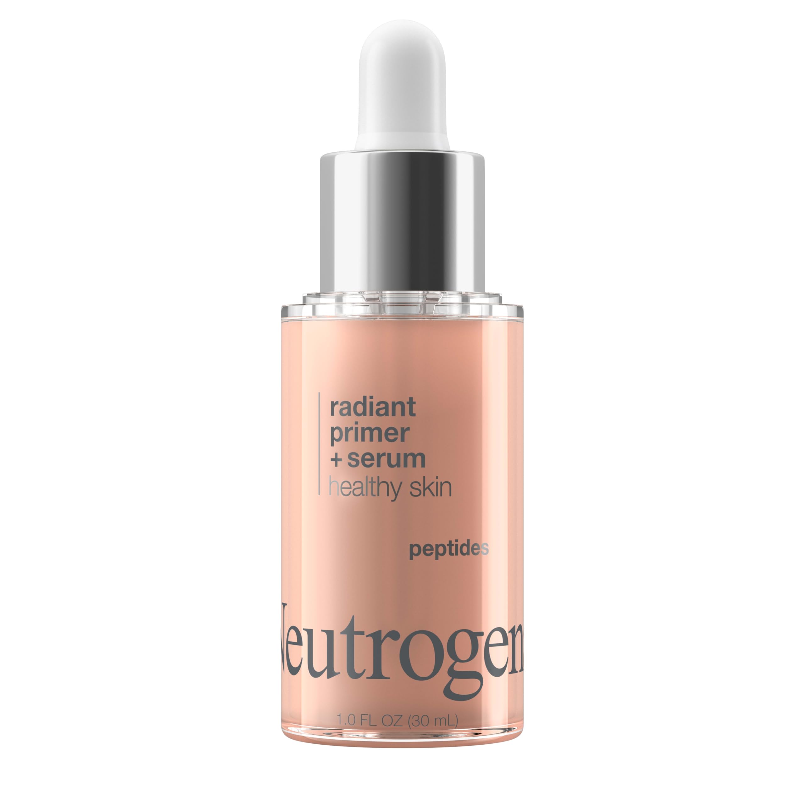 Neutrogena Healthy Skin Radiant Booster Primer et Serum – bouteille lumineuse prête pour un teint uniforme.
