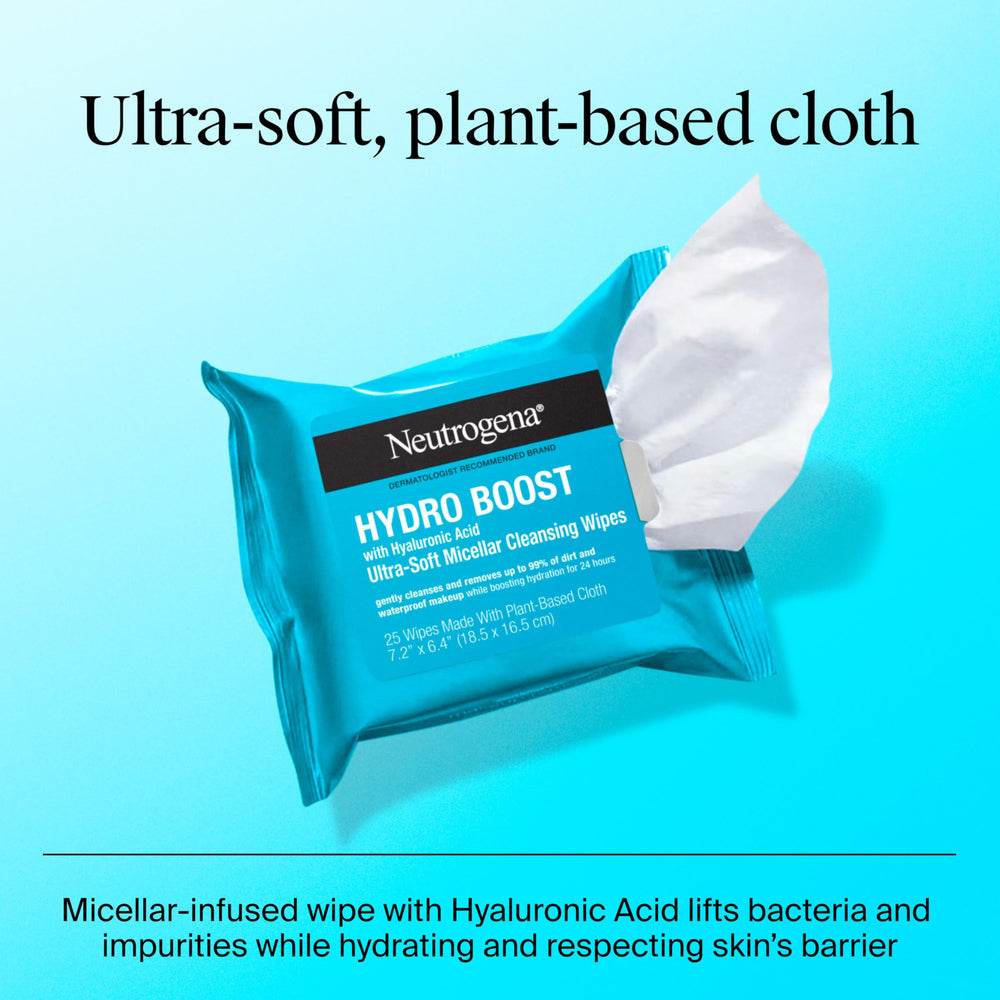 Neutrogena Hydro Boost Lingettes Micellaires base végétale respectueuse de la peau.