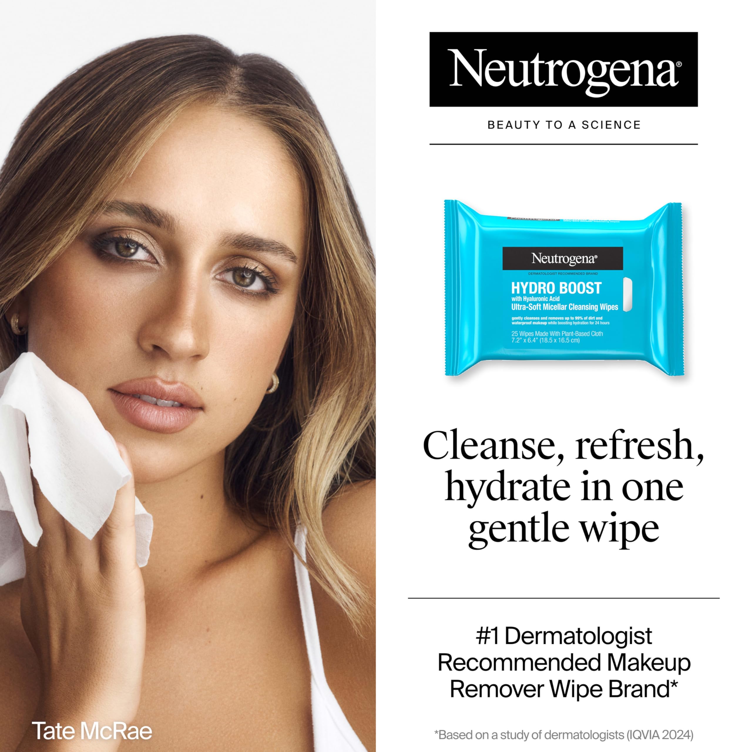 Neutrogena Hydro Boost Lingettes Micellaires démaquillant mascara waterproof sans rinçage.
