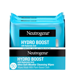 Neutrogena Hydro Boost Lingettes Micellaires Ultra Douces pour démaquiller et hydrater.