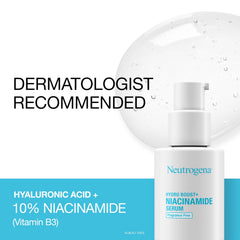 Sérum Neutrogena Hydro Boost + Niacinamide, absorption rapide sans résidu.