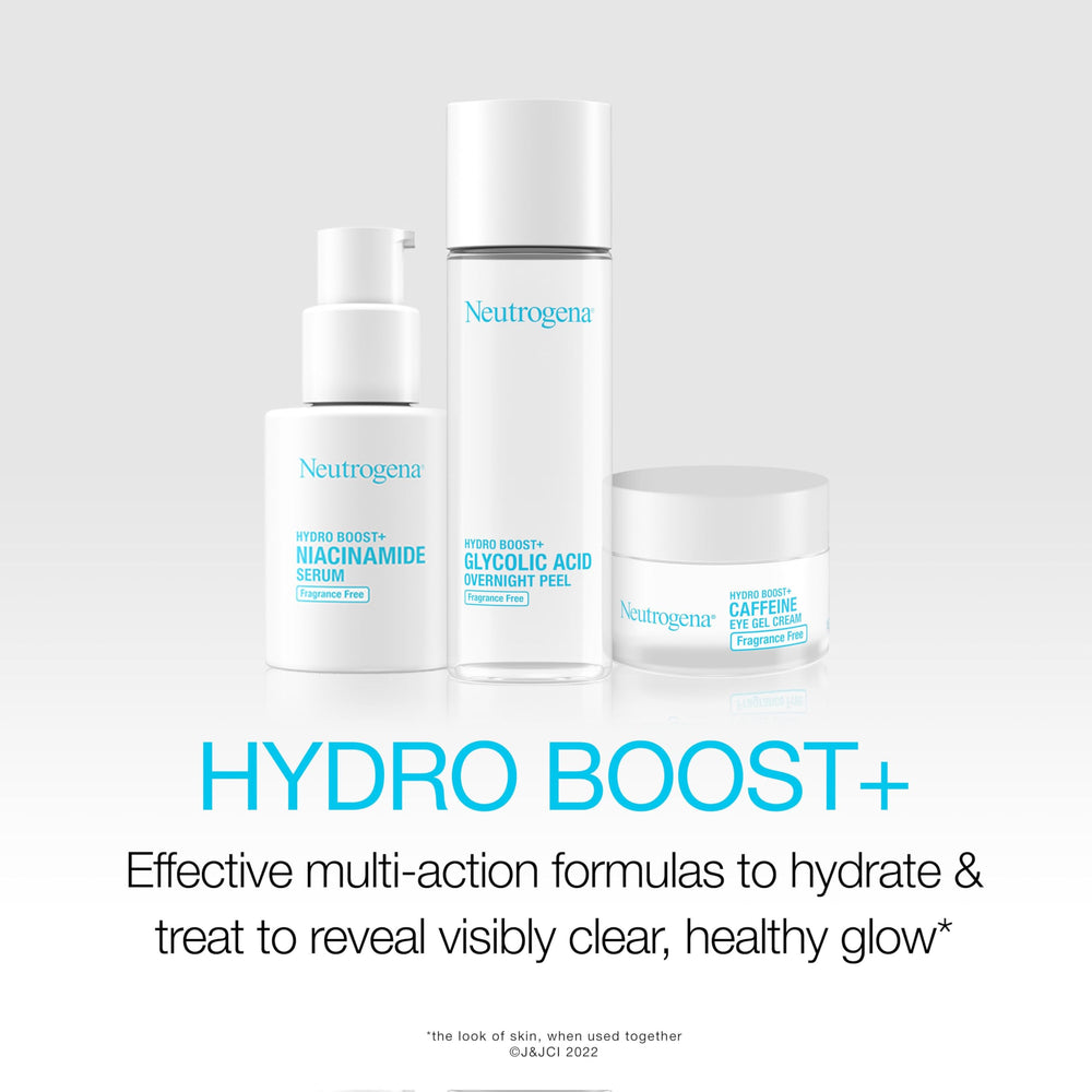 Hydratation profonde offerte par Neutrogena Hydro Boost + Niacinamide pour peau nourrie.