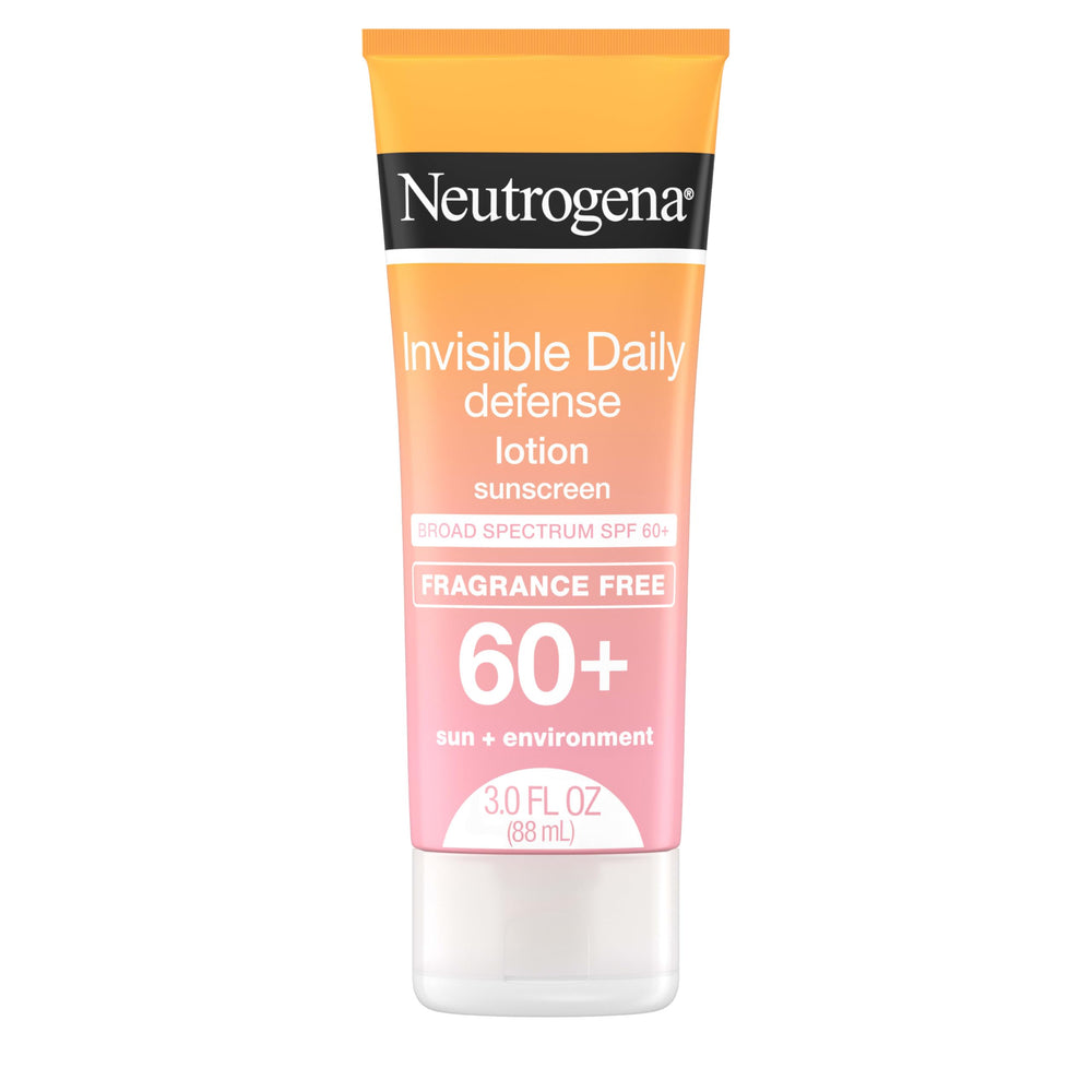Neutrogena Invisible Daily Defense, emballage discret, protection solaire adaptée à tous les tons.
