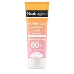 Neutrogena Invisible Daily Defense, emballage discret, protection solaire adaptée à tous les tons.