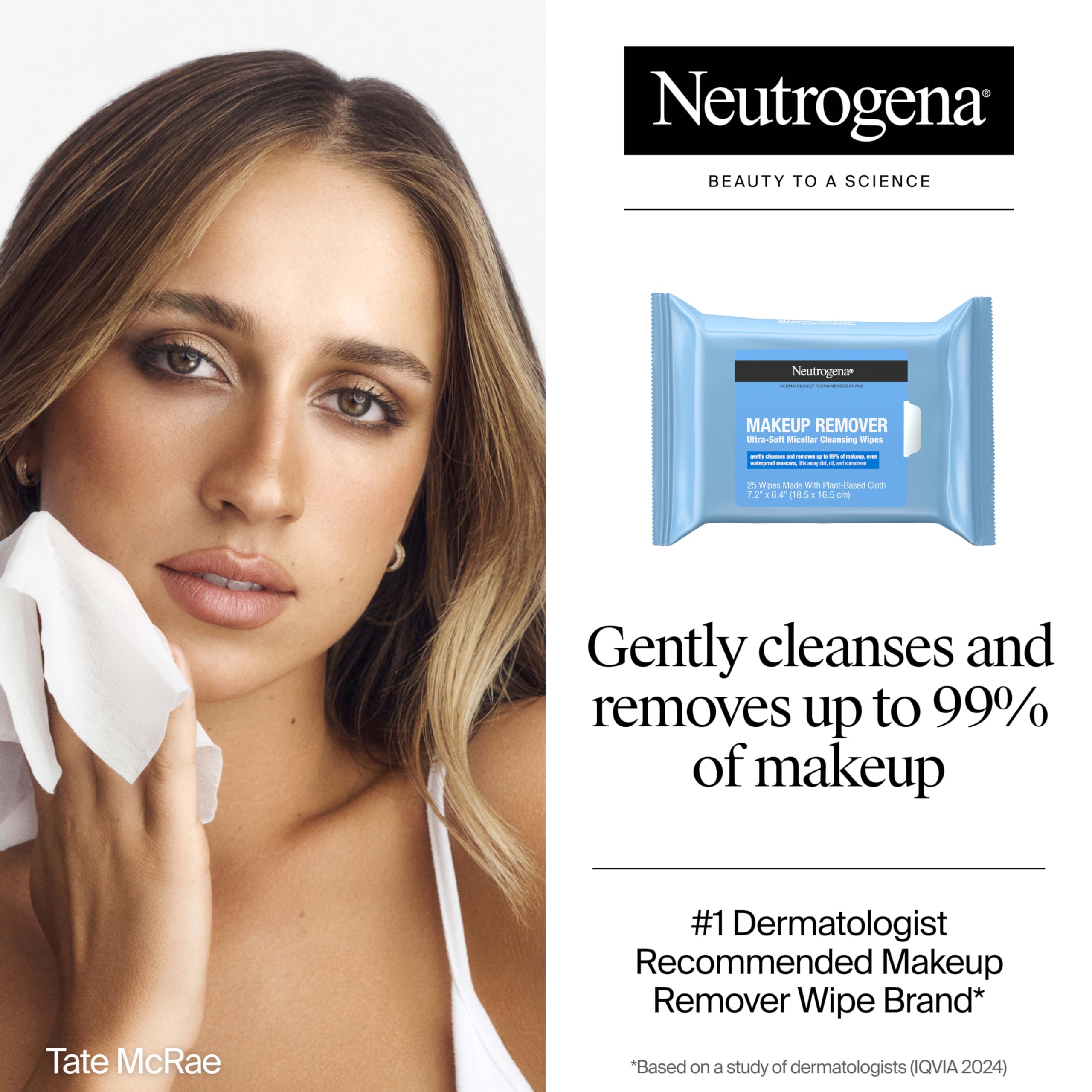 Lingettes Neutrogena pour démaquillage visage et yeux sans rinçage