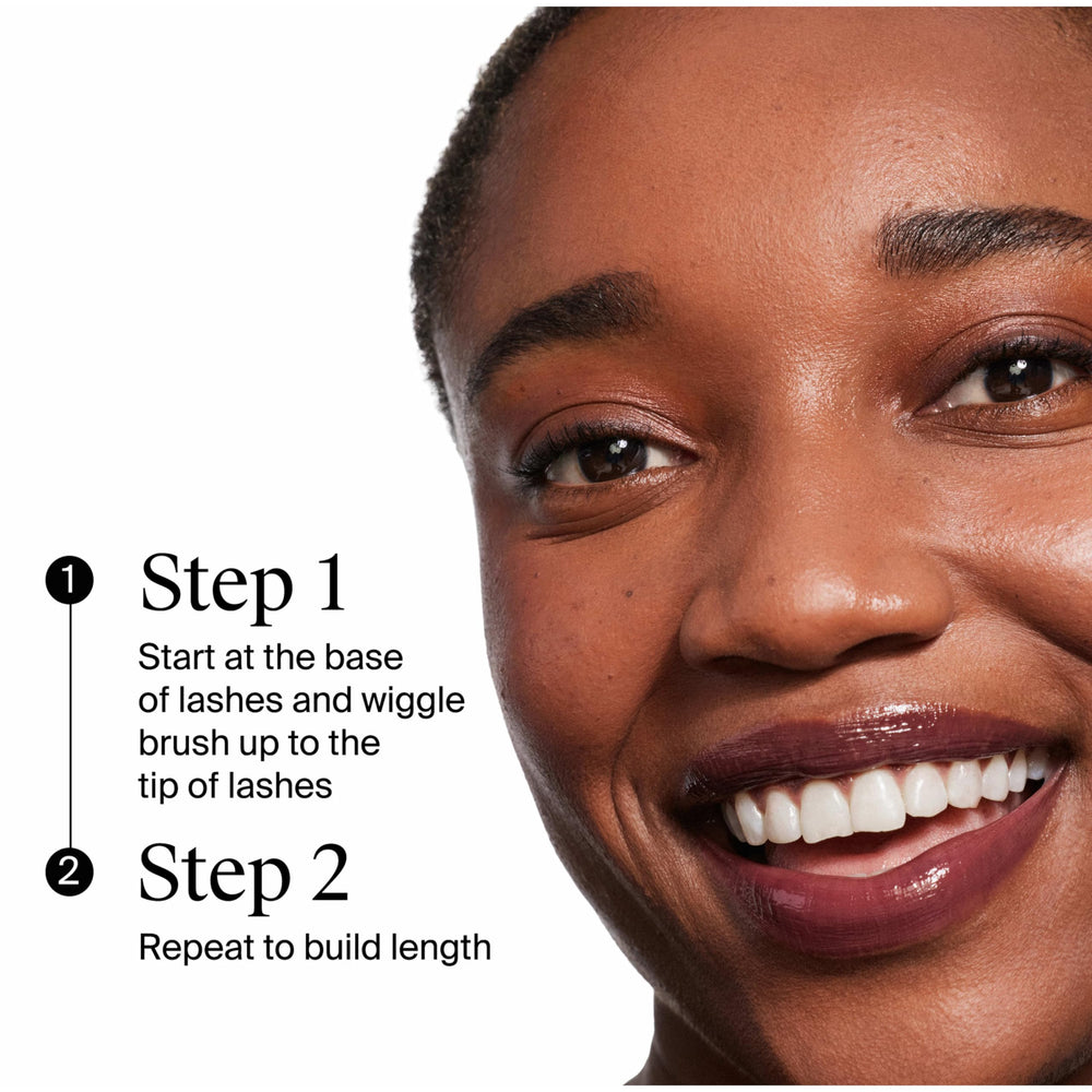 Cils renforcés et définis après application du mascara Neutrogena Longueurs Santé.
