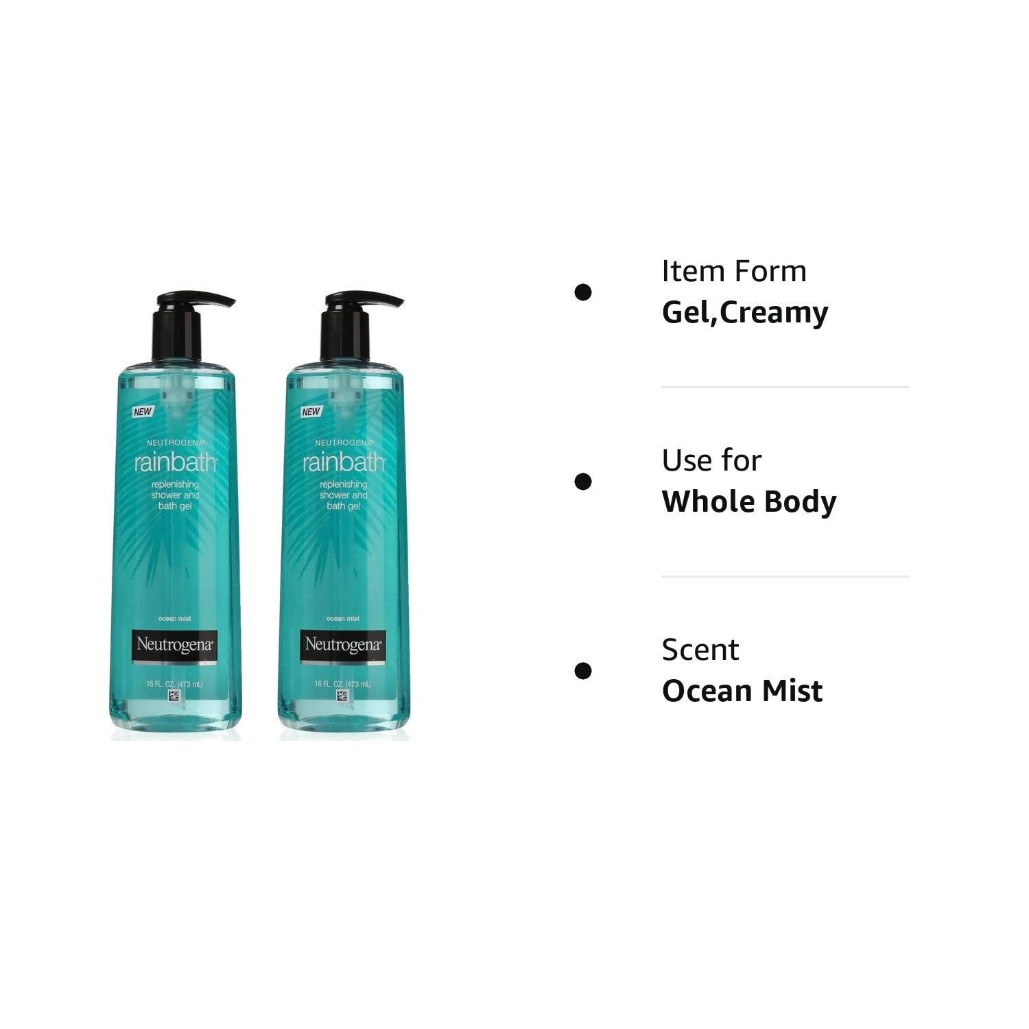 Lot de deux bouteilles Neutrogena Rainbath Ocean Mist pour une routine douche pratique.