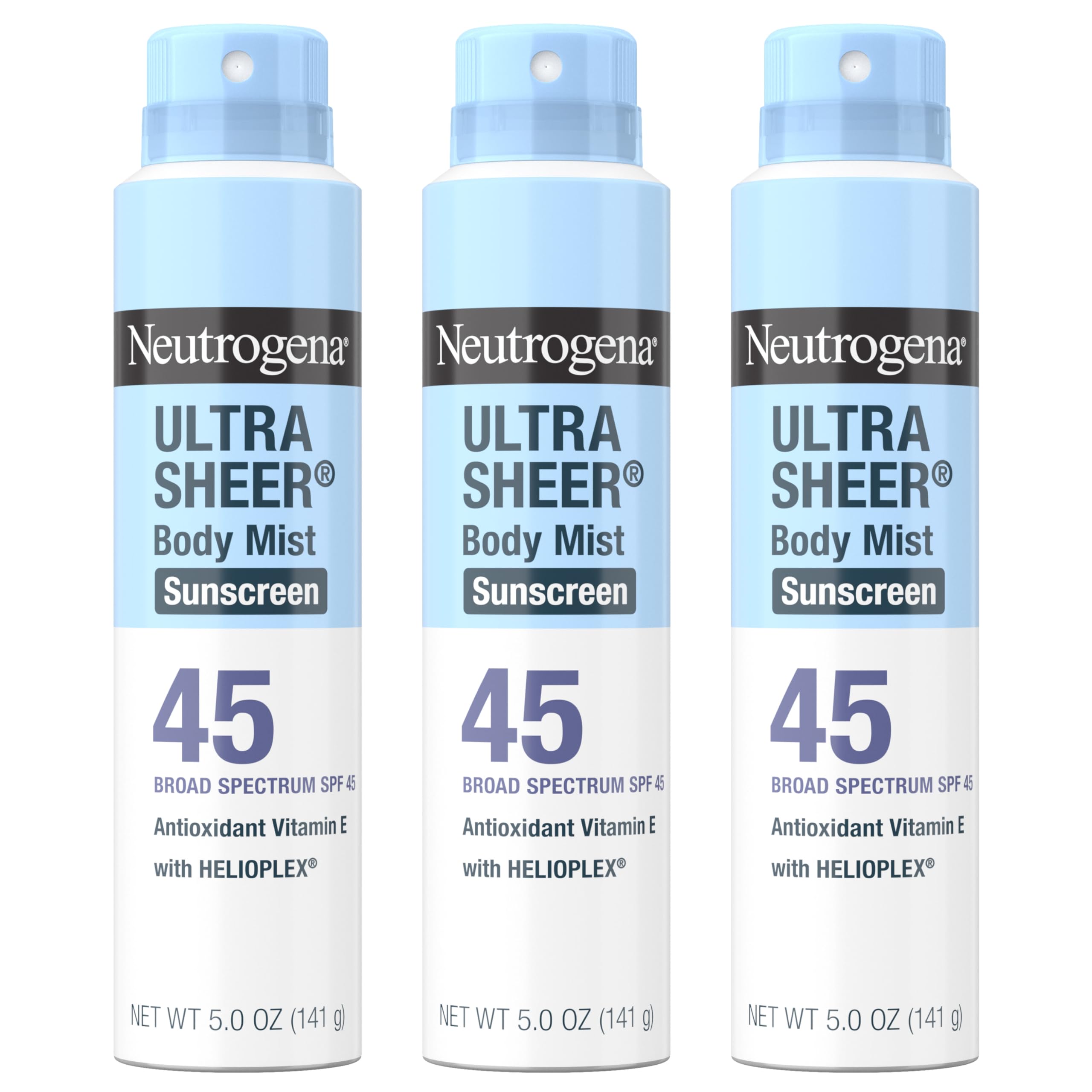 Brume solaire Neutrogena ultralégère pour le corps, fini léger et non gras.