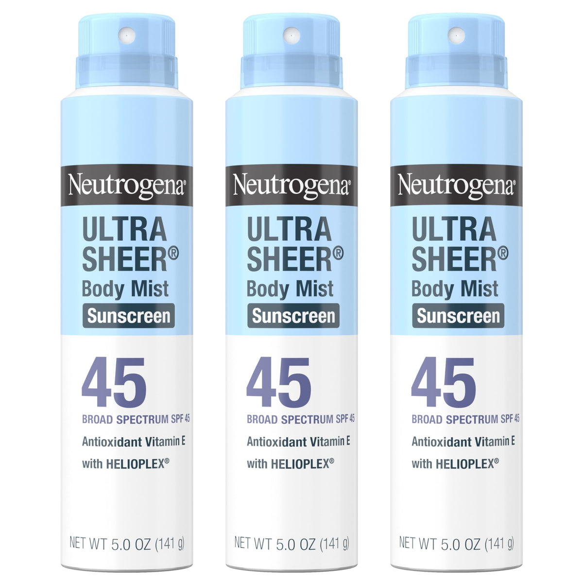 Brume solaire Neutrogena ultralégère pour le corps, fini léger et non gras.
