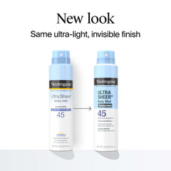 Application en spray Neutrogena montrant une dispersion rapide et homogène sur la peau.