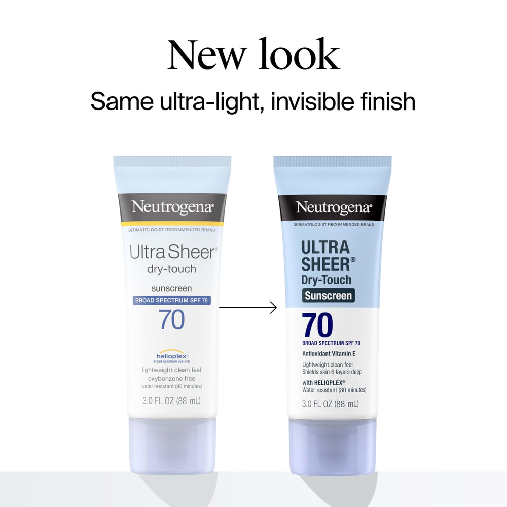 Neutrogena Ultra Sheer SPF70, application rapide en déplacement.