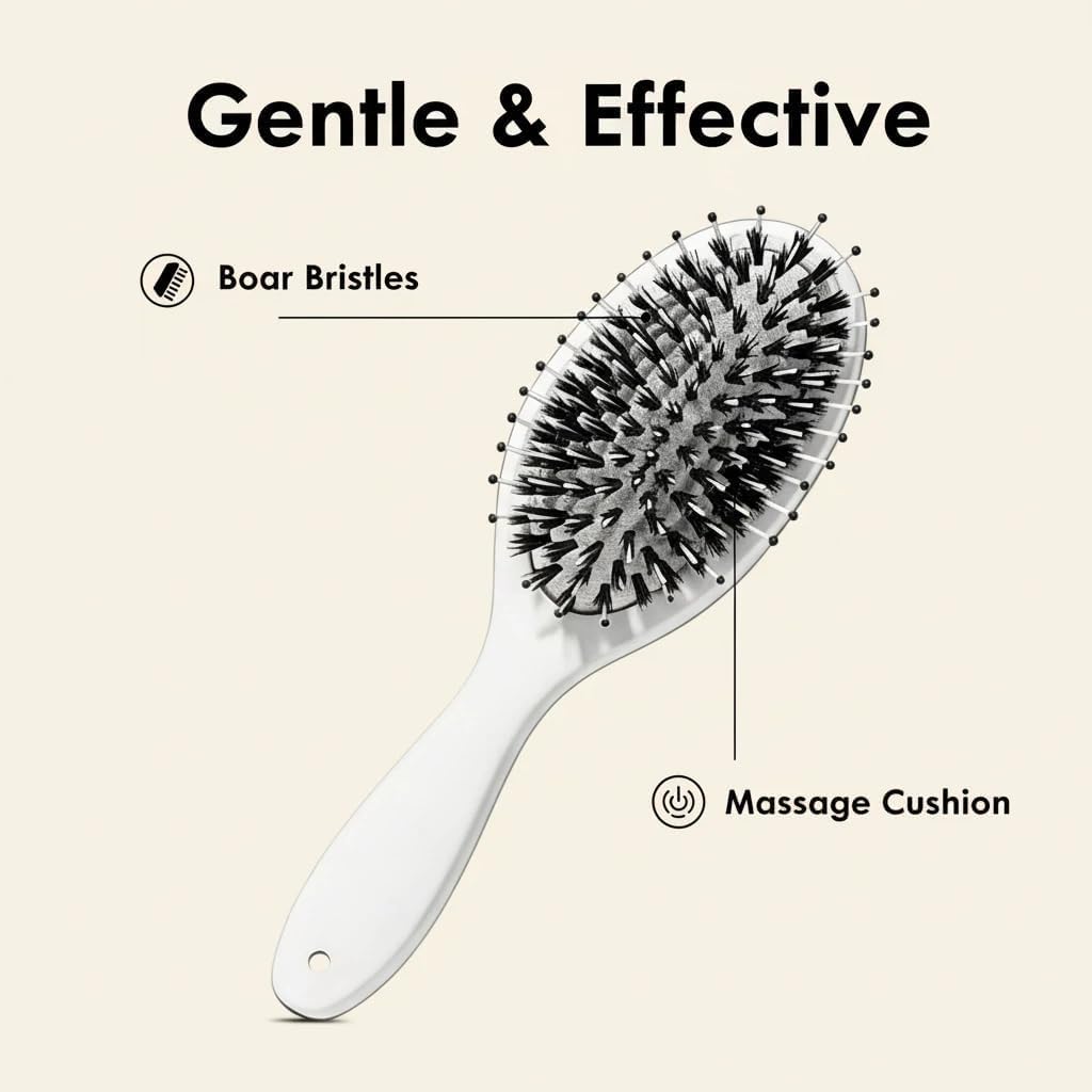 Brosse Nevecen poils de sanglier et brillance grâce à la distribution des huiles
