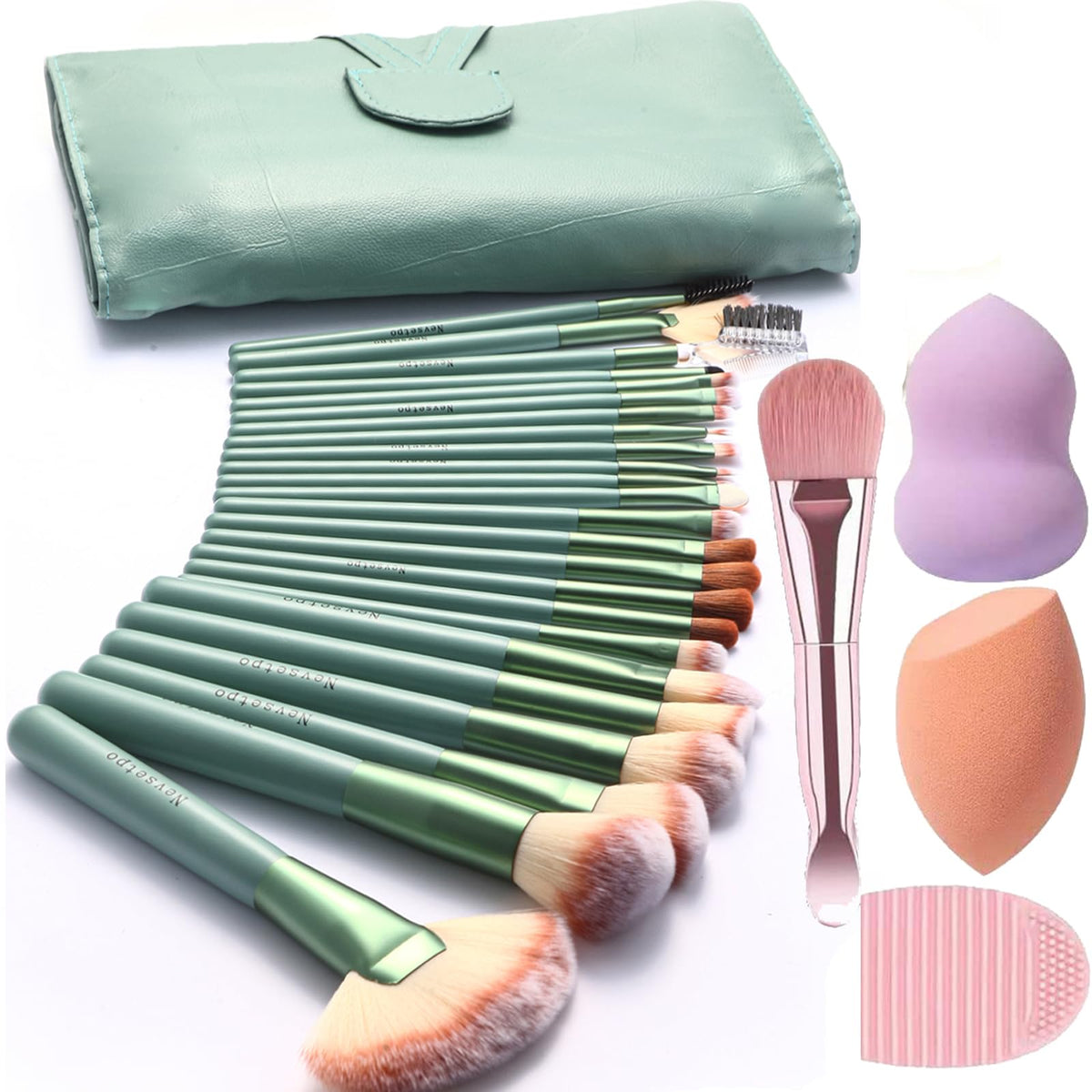 NEVSETPO ensemble pinceaux maquillage 28 pièces sur étui voyage pratique