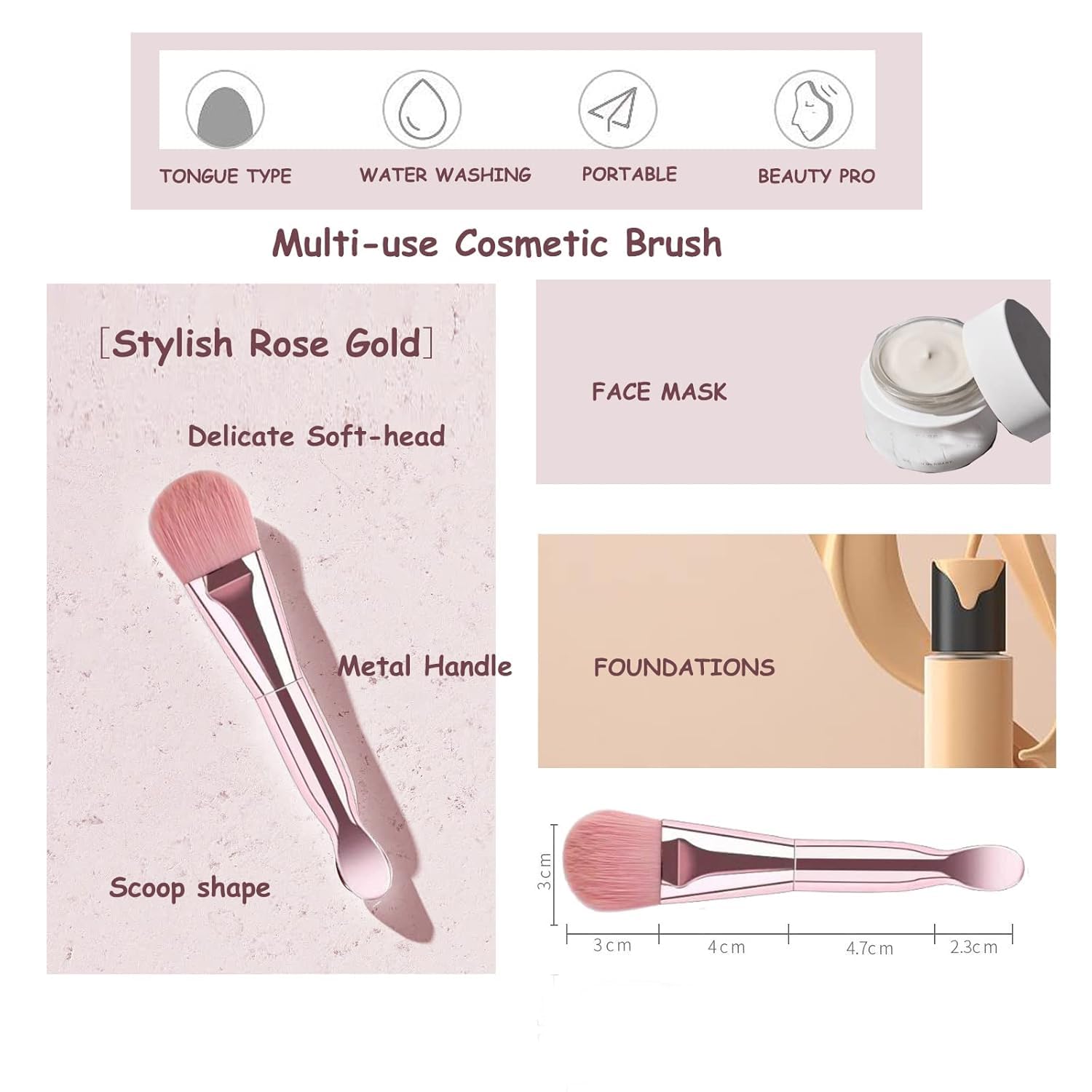 NEVSETPO manche bois pinceaux rose, prise en main confortable et durable.