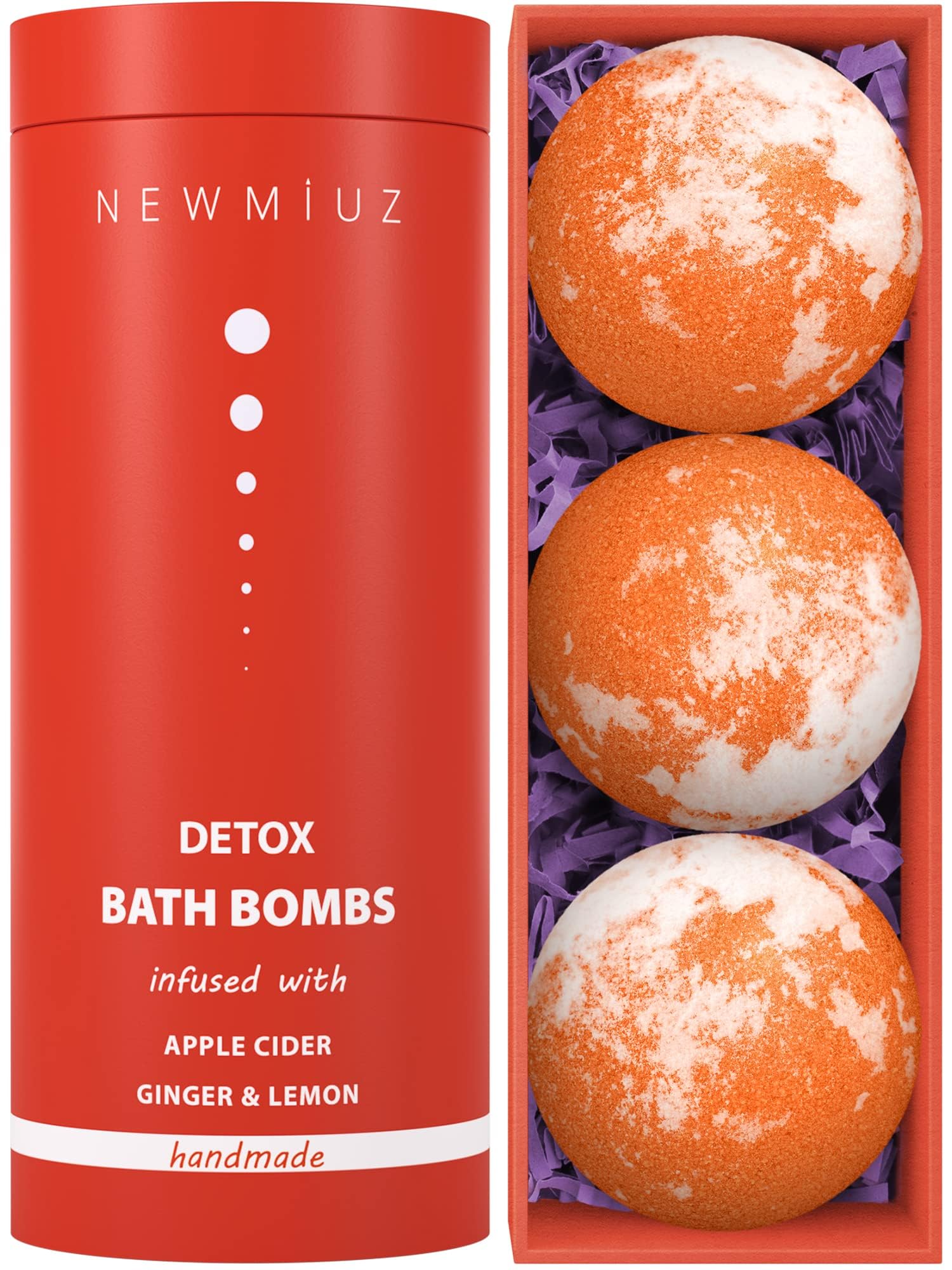 New Miuz bombe-bain détox pomme cidre gingembre citron, parfum apaisant pour spa à domicile.