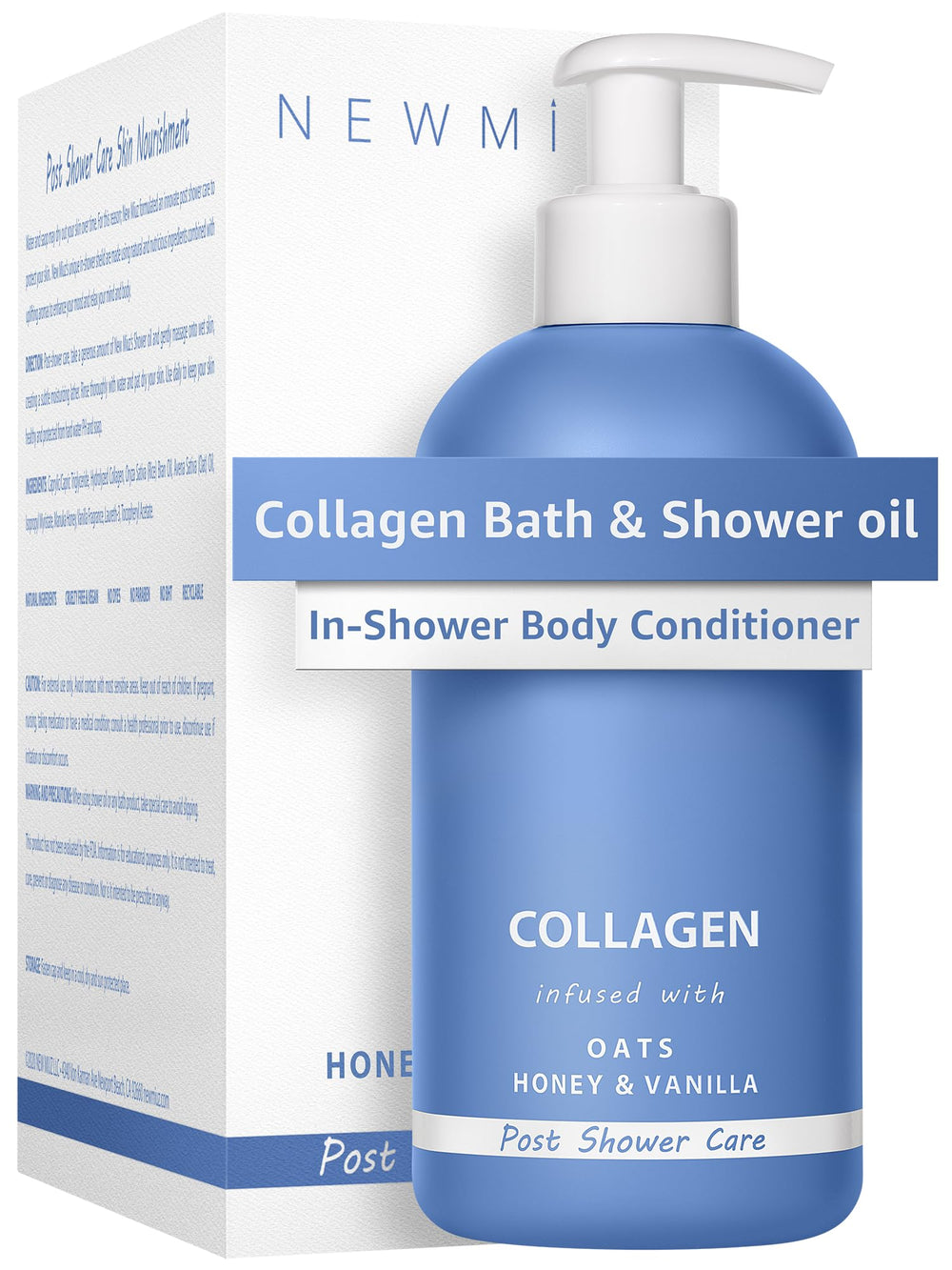 New Miuz Collagen InShower: bouteille visible, hydratation et élasticité améliorées.