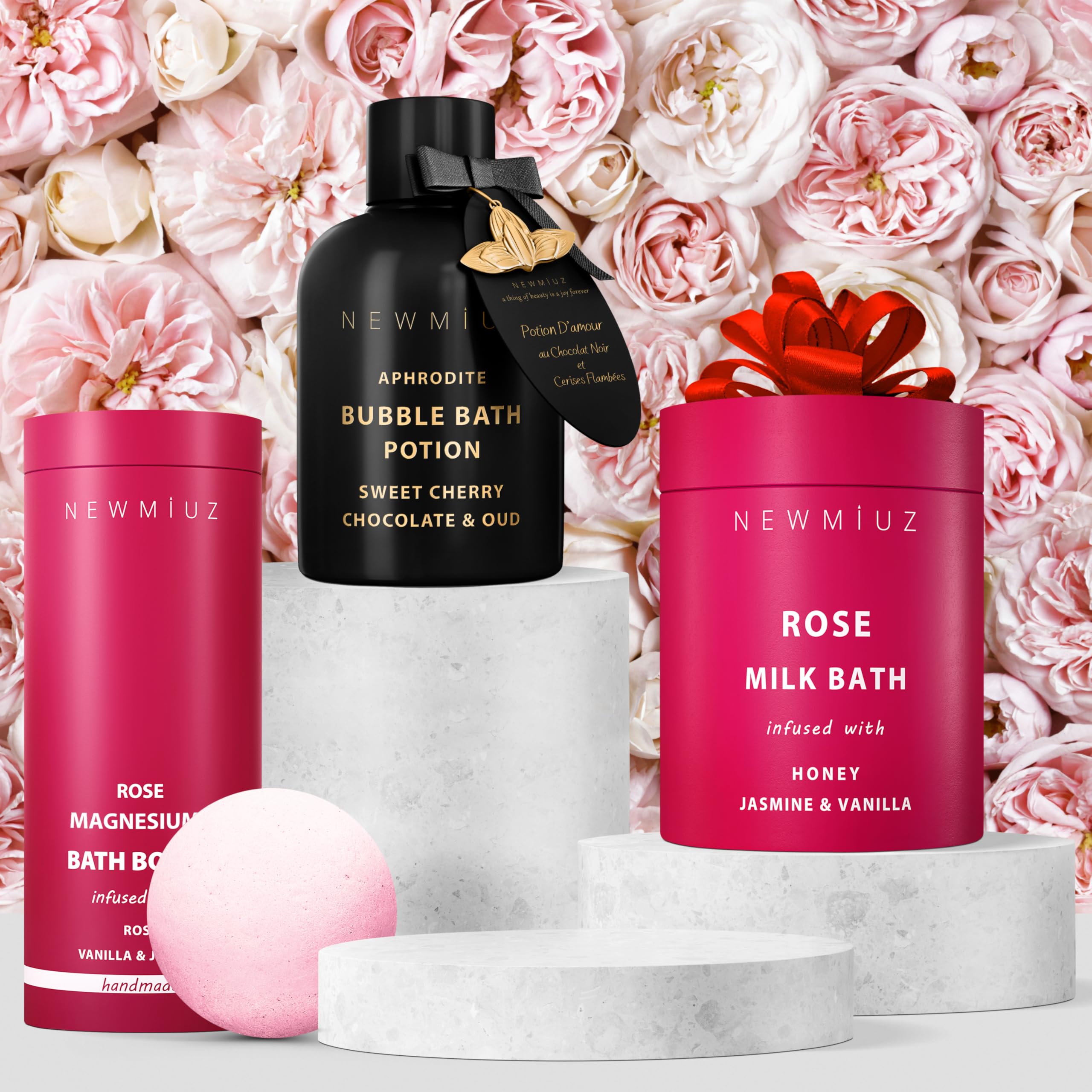 New Miuz ensemble cadeau bain luxe 3 bombes : idée cadeau élégante.
