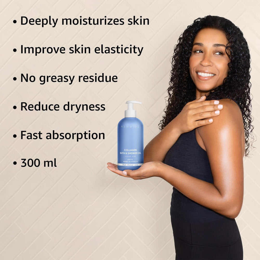 New Miuz Huile post-douche: peau nourrie et satinée après rinçage.