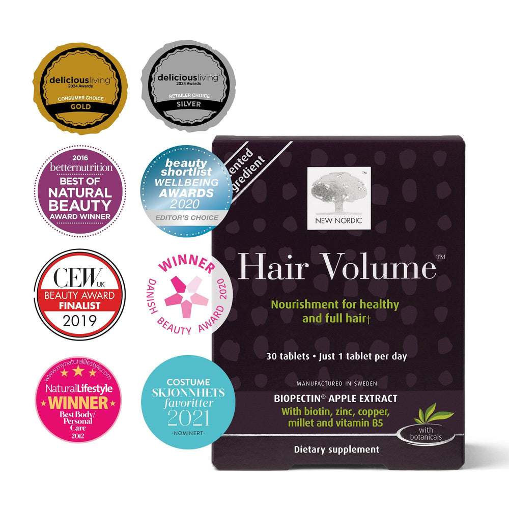New Nordic Hair Volume: boîte 30 comprimés pour nourrir cheveux et ongles.
