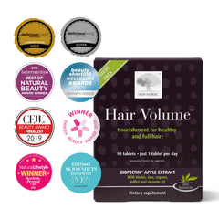 NEW NORDIC tablettes-volume-cheveux, étiquette visible, soutien potentiel à la croissance capillaire.