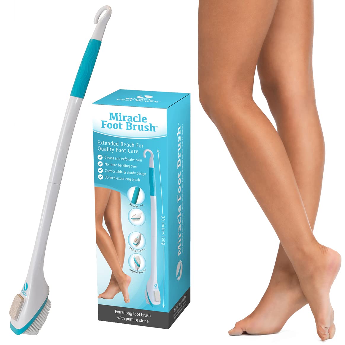 Miracle brosse-pieds avec pierre ponce intégrée pour exfolier en douceur.