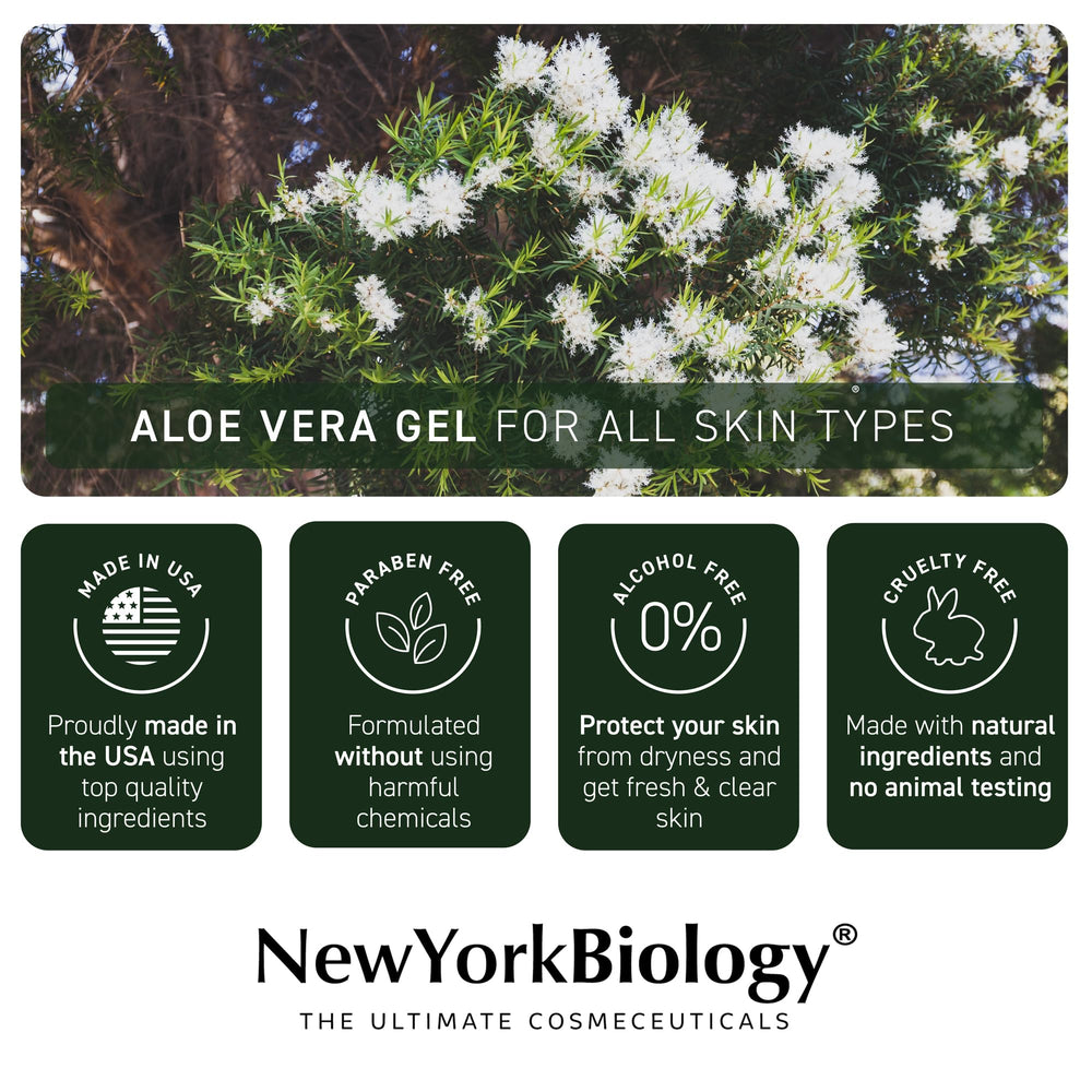 gel aloe vera New York Biology – Ingrédients naturels et antioxydants bénéfiques.