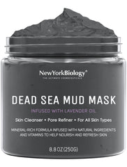 New York Biology Masque Mer Lavande Pot : pores purifiés et peau apaisée.