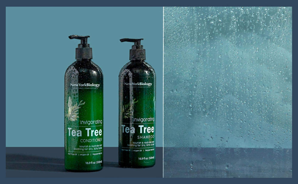 Scène d’application arbre à thé NEW YORK BIOLOGY, cheveux plus forts après lavage