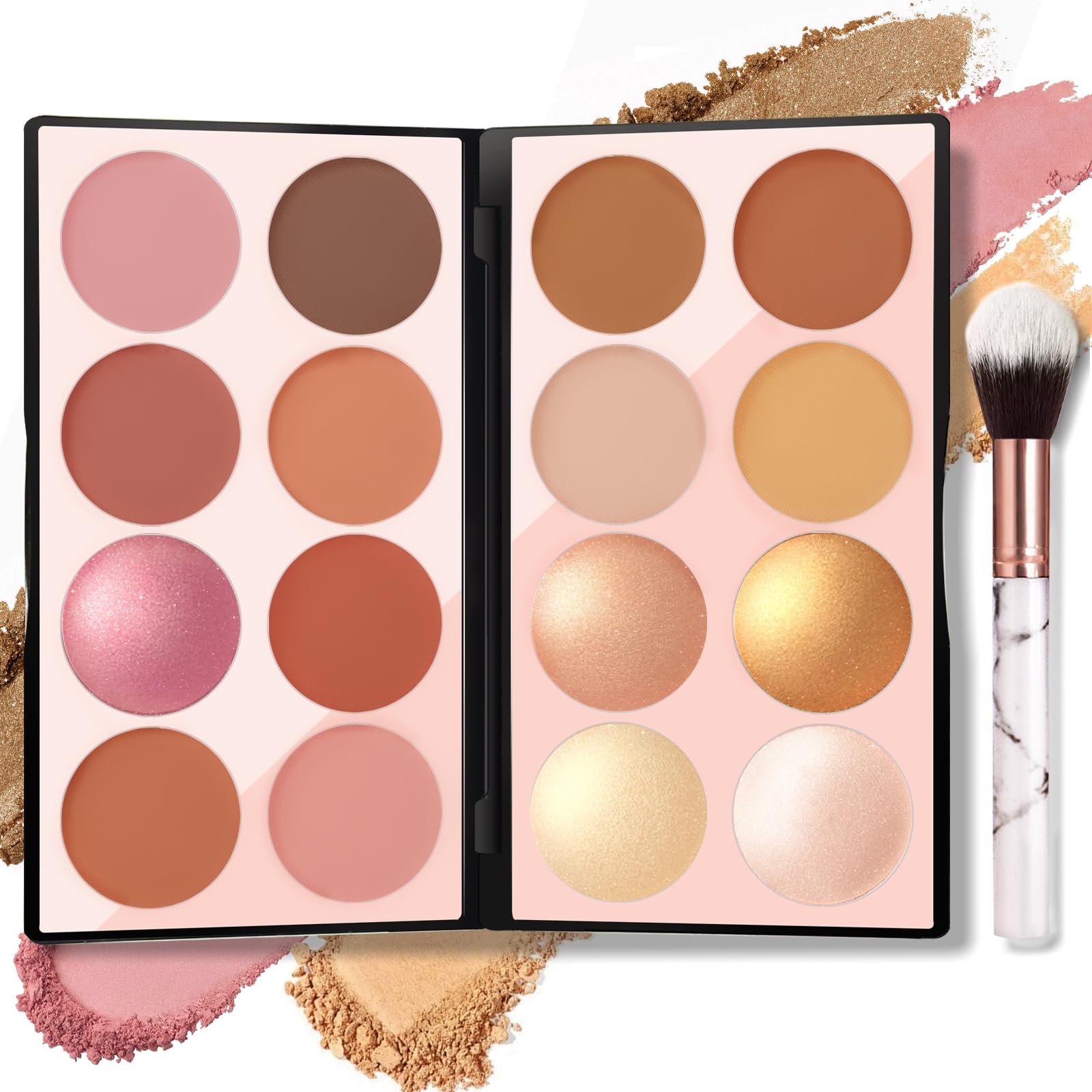 NewBang Palette 16 couleurs – fard à joues pour teint frais et naturel.