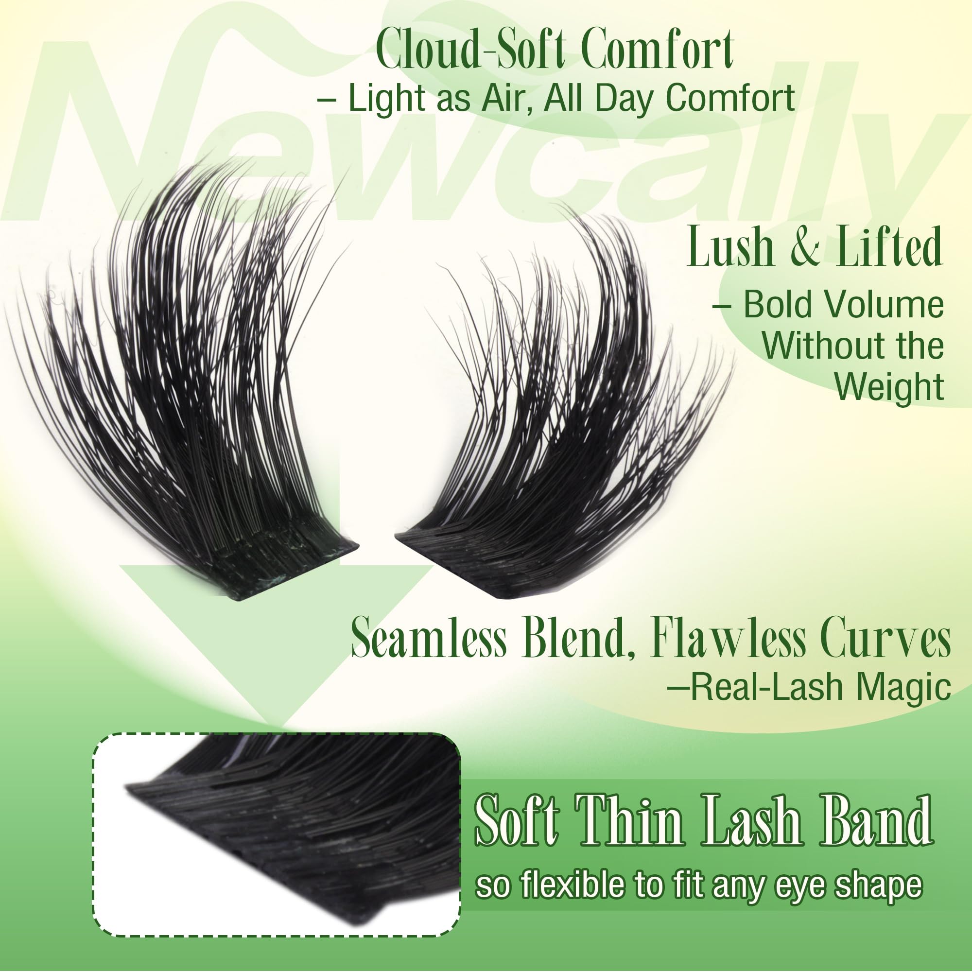 Newcally Bande Cils Fin Flexible, s'adapte à toutes les paupières sans irritation.