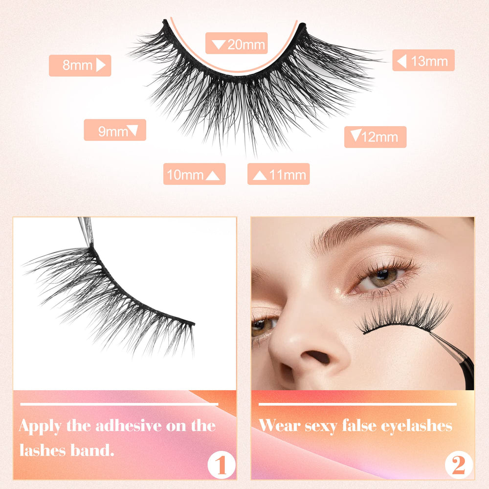 Newcally demi-cils vison naturel volume 3D pour un regard expressif.