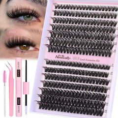 Newcally kit cils ensembles 50D60D wispy d-curly pour volume léger et naturel.