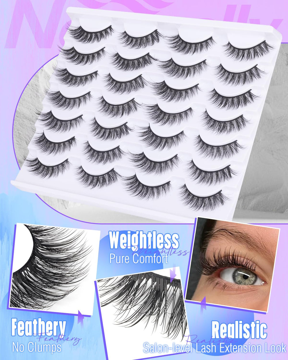 Newcally Lashes effet 3D et wispy pour un regard naturel