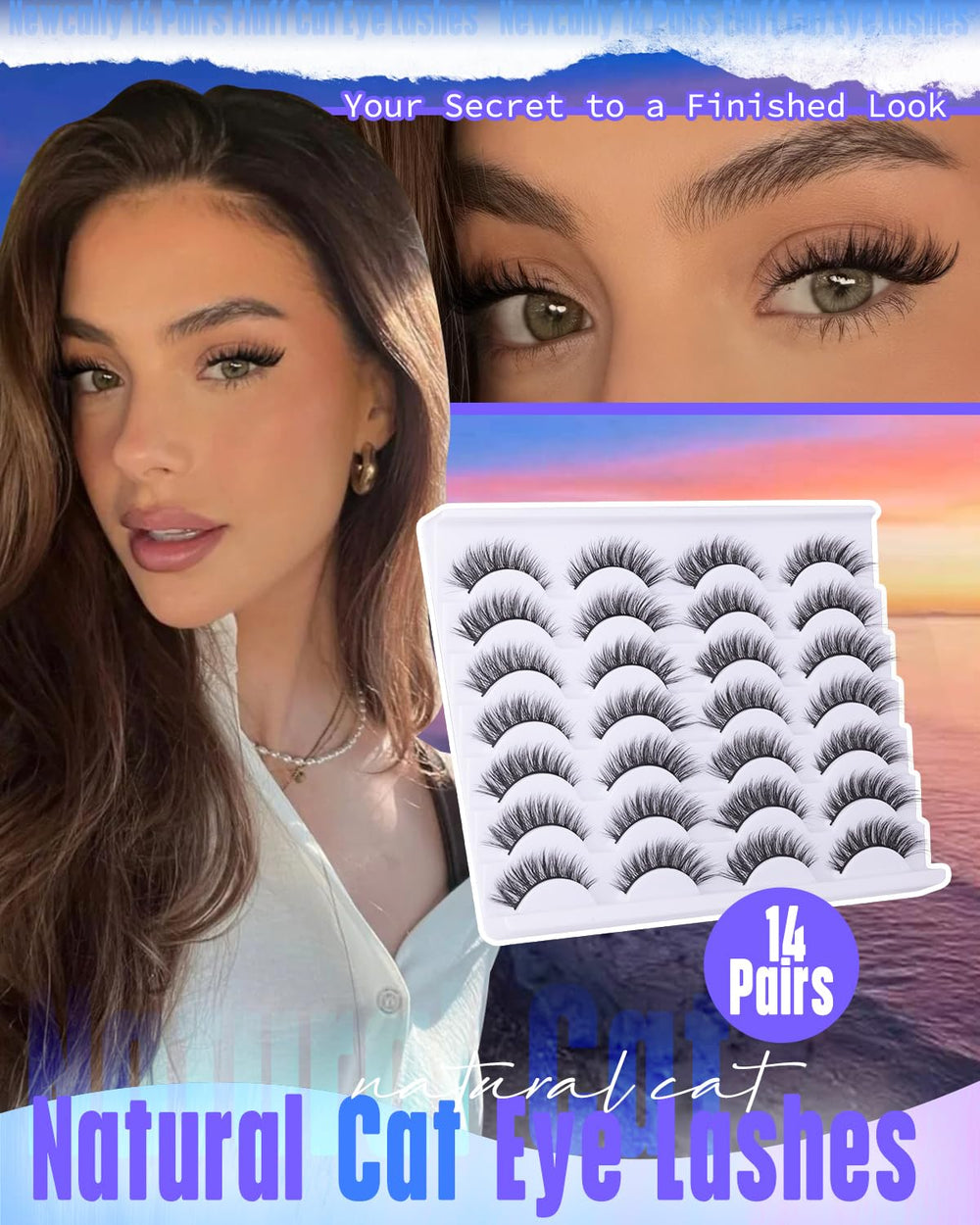 Newcally Lashes ensemble 14 paires pour un kit polyvalent et discret