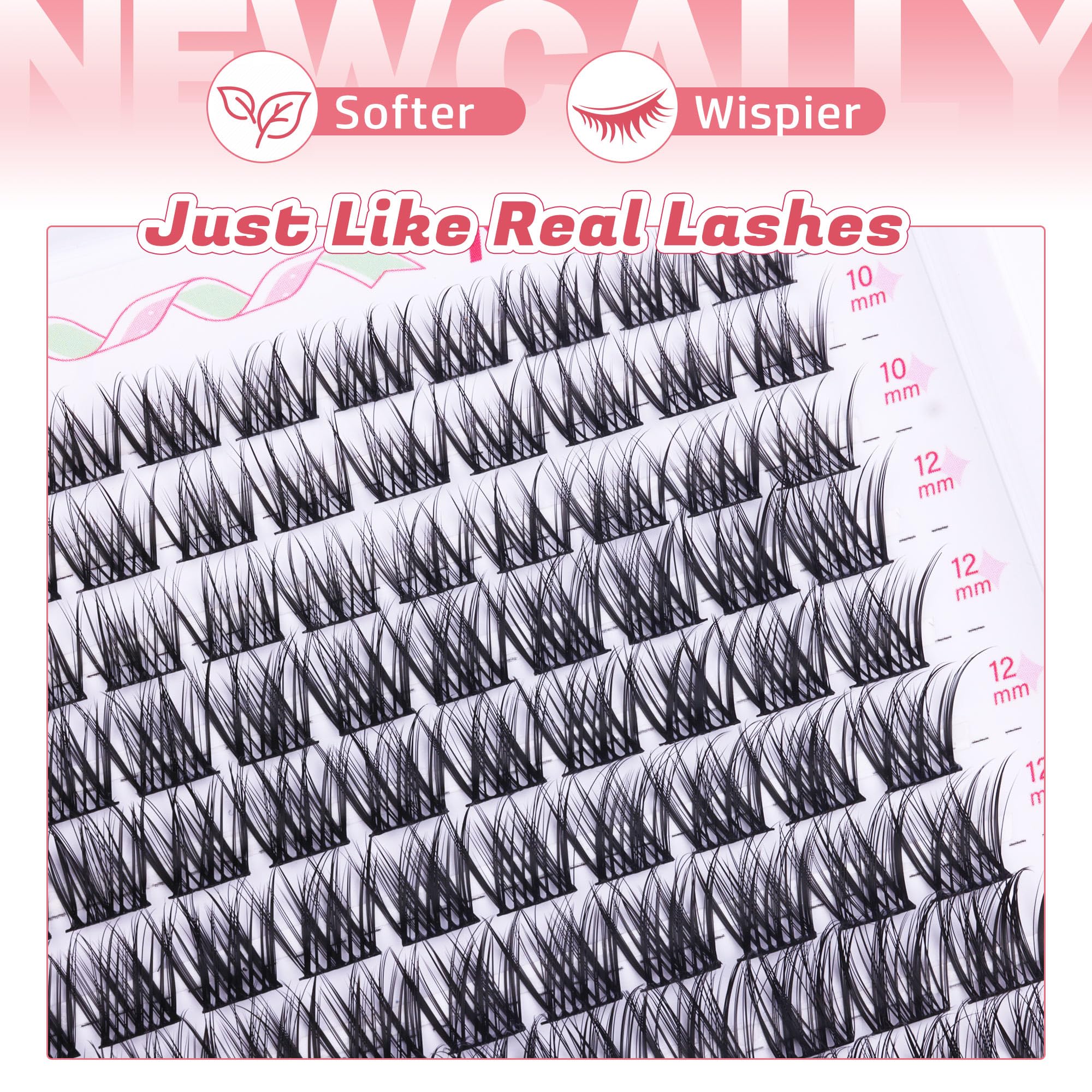 Newcally Wispy Lash Clusters bande fine offrant un port confortable.