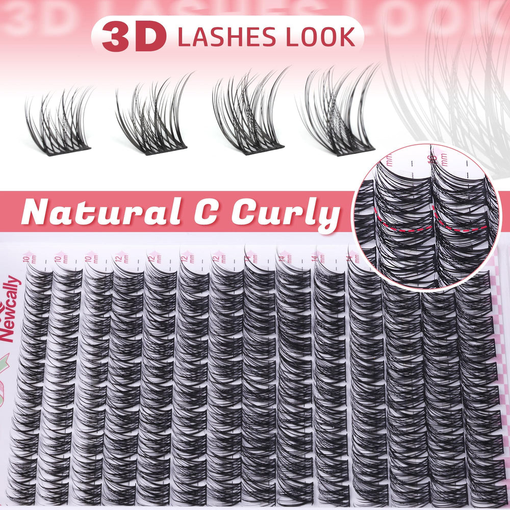 Newcally Wispy Lash Clusters boucle-C pour une courbe naturelle du regard.