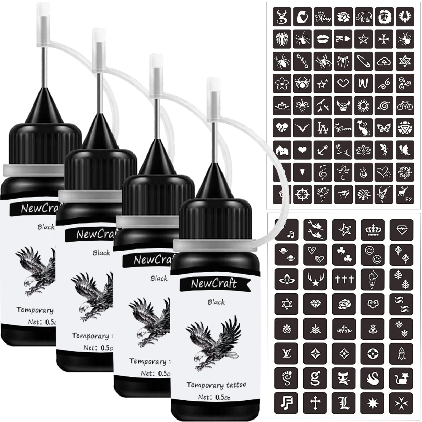 NewCraft bouteilles d'encre noire 15 ml, application facile et propre.